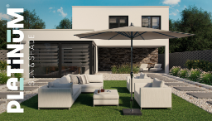  Platinum Stokparasol Riva Teak Look Ø 300 Cm Antraciet