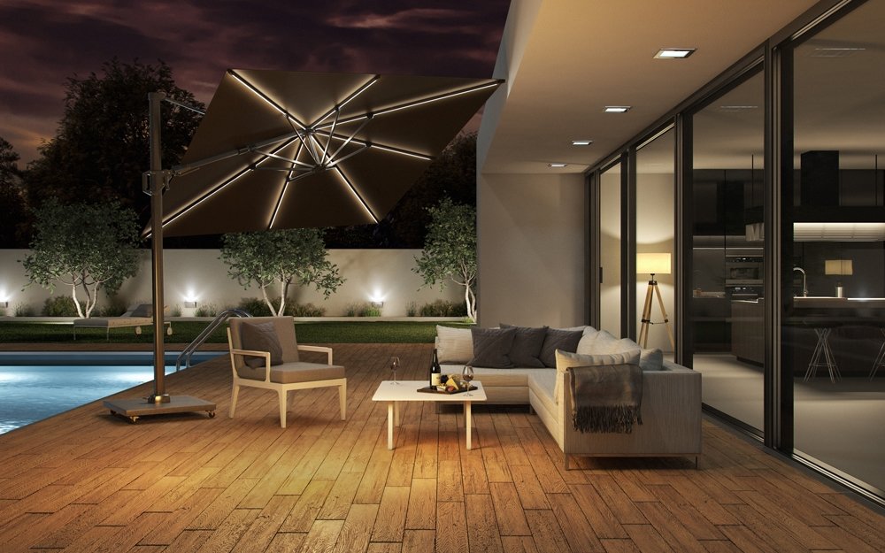  Platinum Zweefparasol Challenger T² Glow 300 X 300 Cm Antraciet