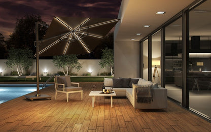  Platinum Zweefparasol Challenger T² Glow 300 X 300 Cm Antraciet