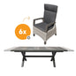  Royal Seasons COSTA DINING Uitschuifbare Tuinset Met 6 Stoelen