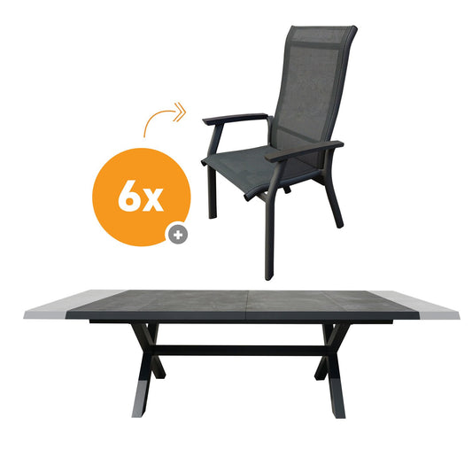  Royal Seasons PORTO Uitschuifbare Dining Set Met 6 Stoelen