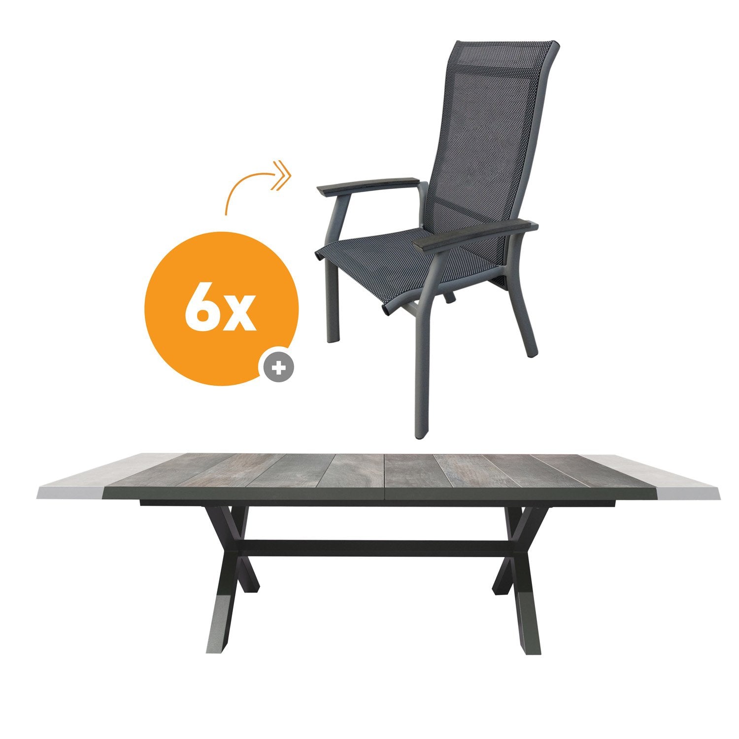  Royal Seasons SEVILLA Uitschuifbare Dining Set Met 6 Stoelen